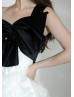 One Shoulder Black And White Elegant Wedding Dress